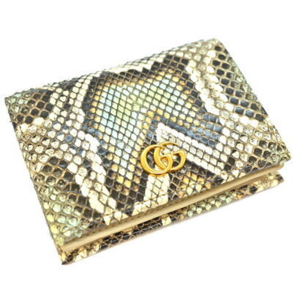 GUCCI Bifold Wallet Python Snake Gray White Brown Blue Green Leather - Picture 1 of 6